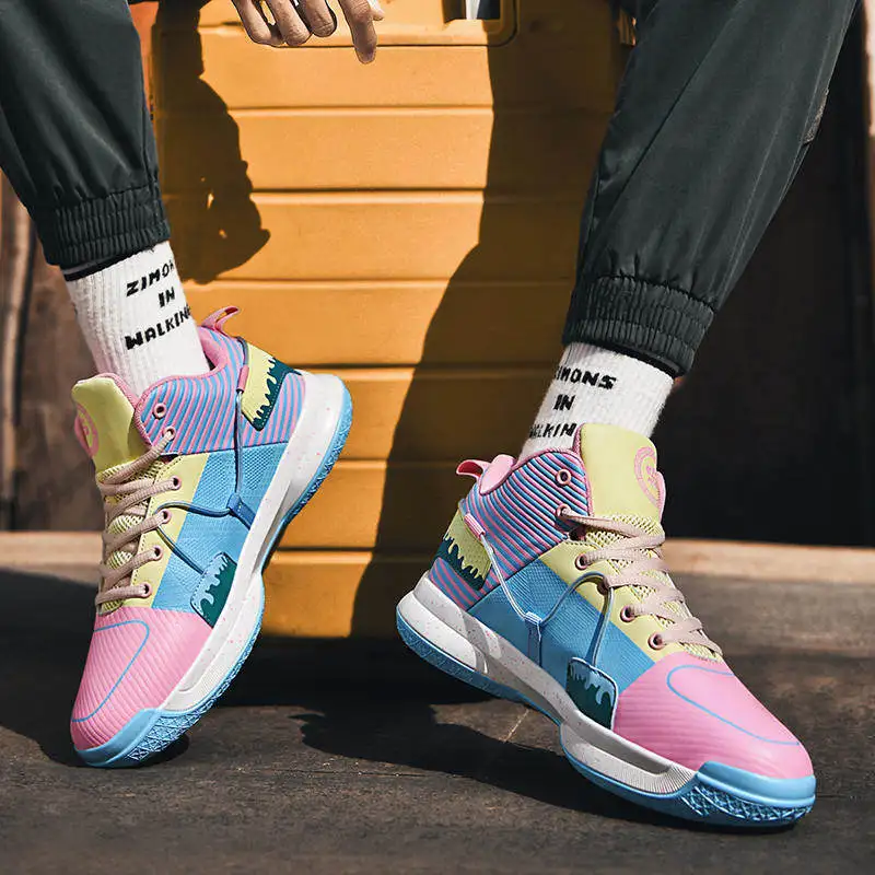 Couple New Unisex Sneakers Basketball Shoes Men Fashion Colorful Design High end Basketball Shoes Wear resistant Training Sports