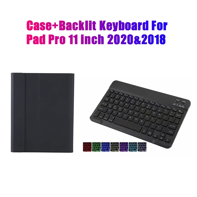 

Tablet Case+Backlit Keyboard for iPad Pro 11 Inch 2020&2018 Flip Leather Case Tablet Stand with Bluetooth Keyboard
