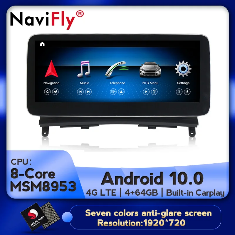 NaviFly Android 10 автомобильный dvd радио мультимедийный плеер GPS навигация для Benz C Класс