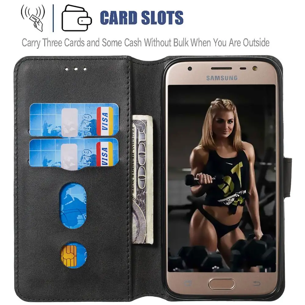 Кожаный чехол книжка для Samsung Galaxy J1 J3 J5 J7 2016 2017 J4 J6 Prime Plus J8 2018 S8 S9 S10 S10E M10 M20 M30