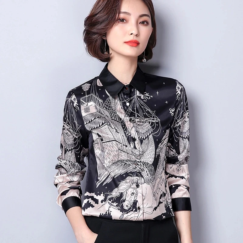 

Long Sleeve Women Blouses Work Casual Chiffon Shirts Lady Office Blouse Loose Tops
