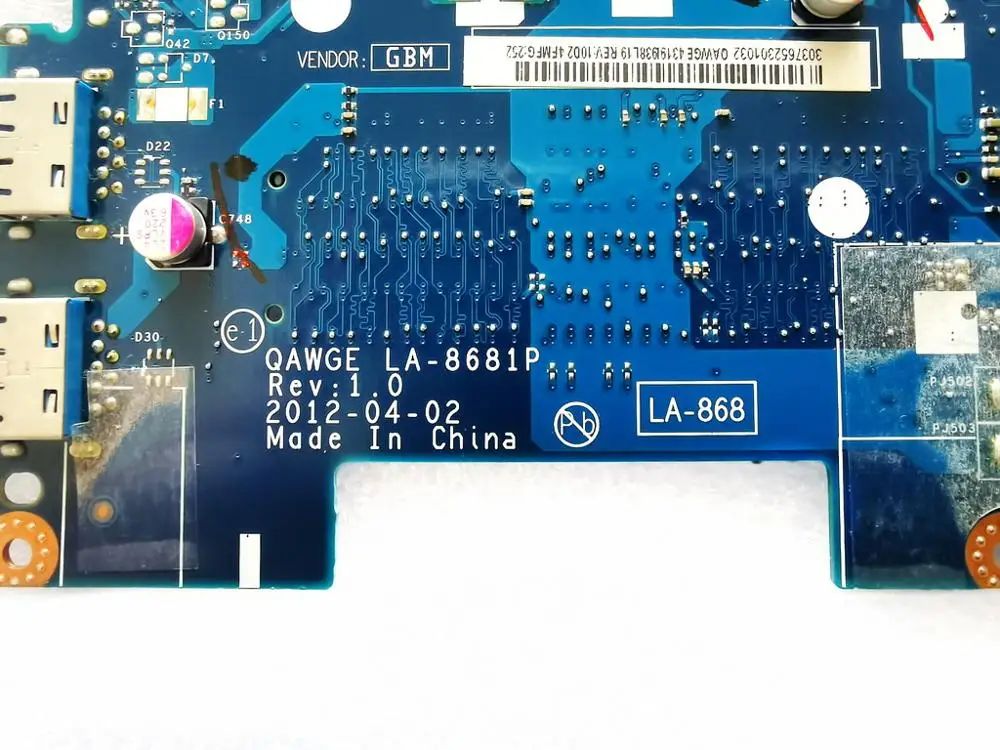 Оригинальный Для Lenovo G485 Материнская плата ноутбука E1 1200 QAWGE LA 8681P испытанное