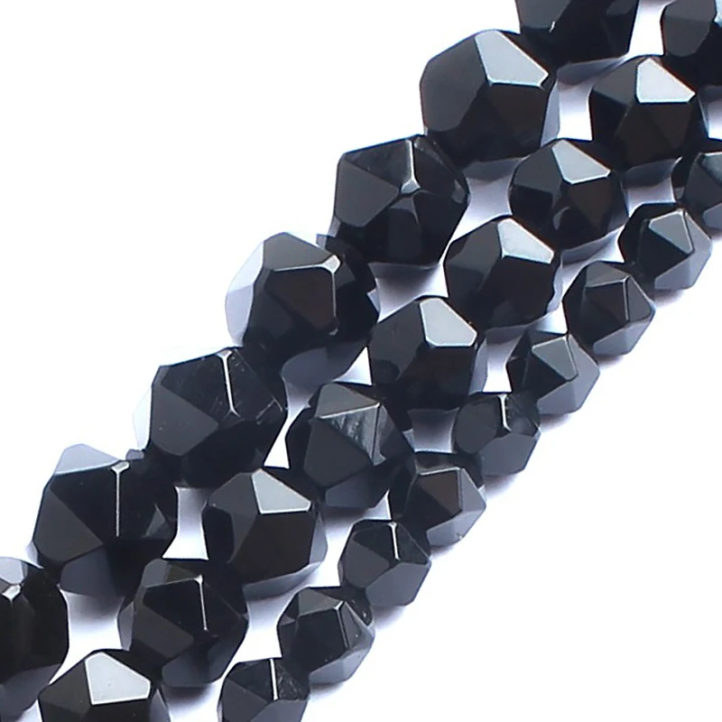 Бусы из камня Агата черные граненые круглые бусины-разделители россыпью для