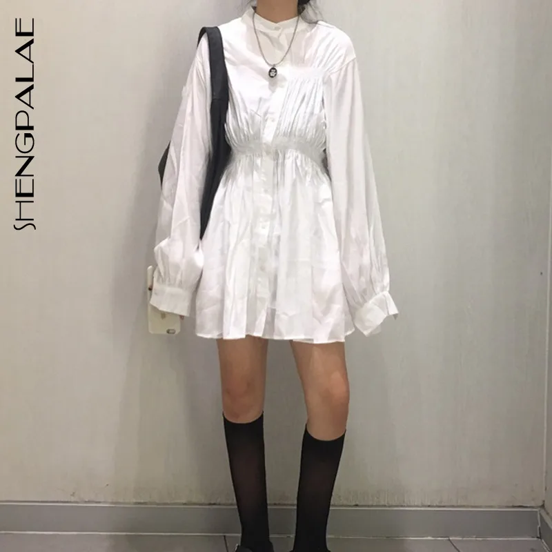 Женское винтажное платье SHENGPALAE с высокой талией стоячим воротником