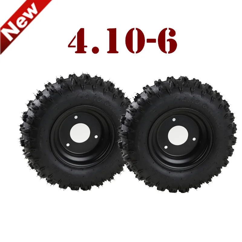 

TDPRO Pair of 4.10-6 Rear Wheel 3.50-6 6" Knobby Tire Tyre + Rim for Mini Go Kart ATV Quad Lawn Mower Snowblower Scooter Tires