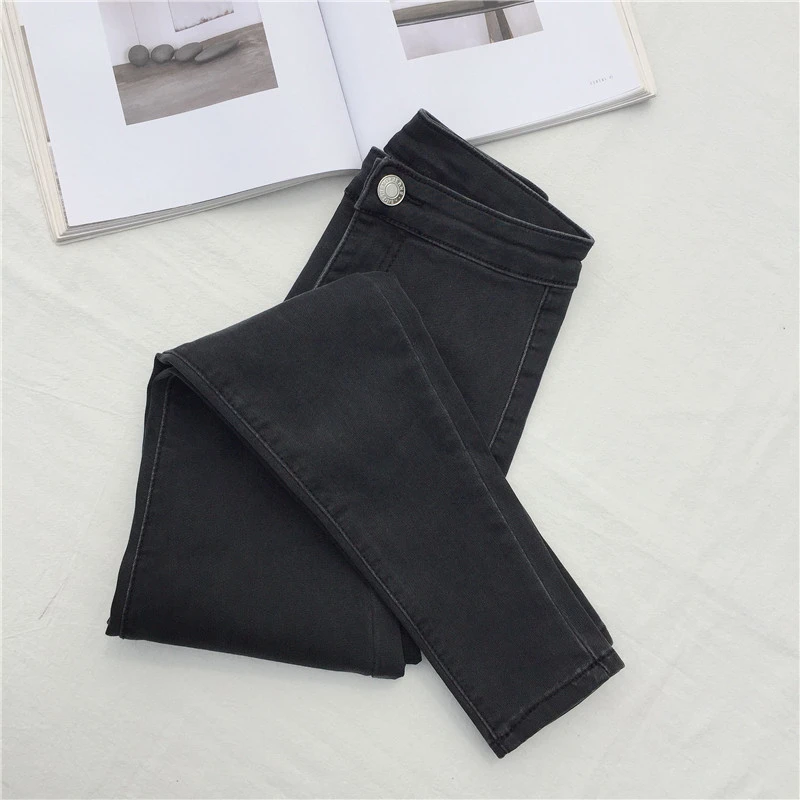 

Casual High Waist Stretch Jeans Women Basic Solid Skinny Denim Pencil Pants Streetwear Spring Butt Lifting Leggings Jeans Mujer