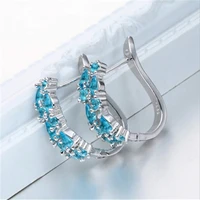 popular unique rhinestone crystal stud earrings for women slim u shaped ear clip zircon hoop jewelry fashion
