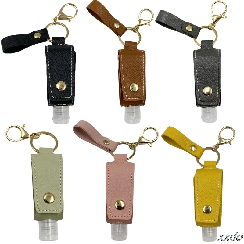 

Travel Portable 30ml Empty Refillable Bottle with Faux Leather Holder Keychain Clips Leakproof Hand Sanitizer Container