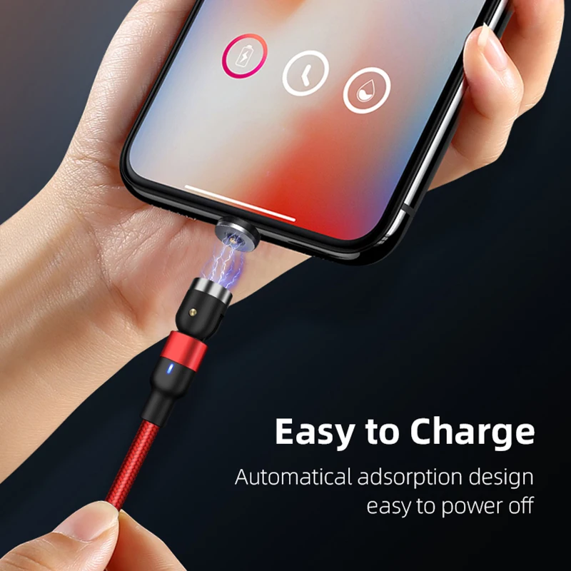 Магнитный зарядный кабель 540 градусов Micro USB Тип C для быстрой зарядки iPhone Samsung Android
