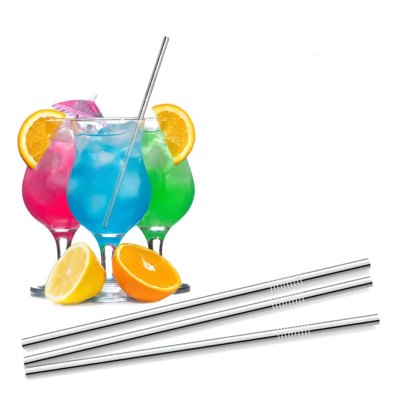 Многоразовые соломы 304 Нержавеющая сталь металлический смузи питьевой набор