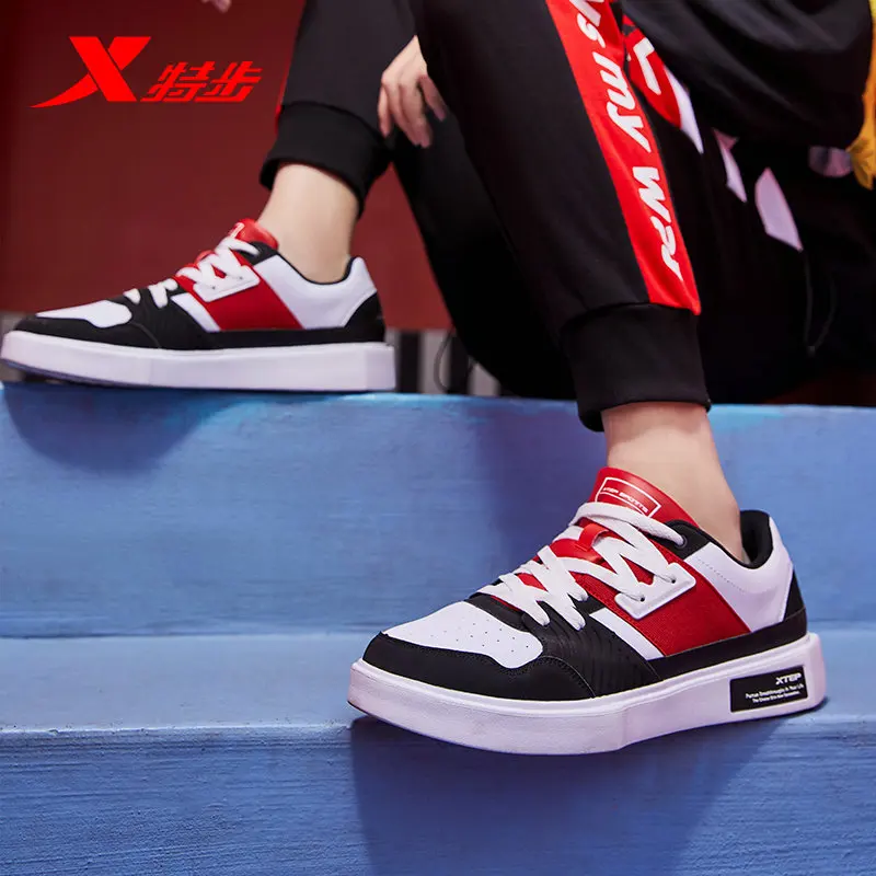 Мужские кожаные кроссовки Xtep Классическая Повседневная обувь для скейтбординга