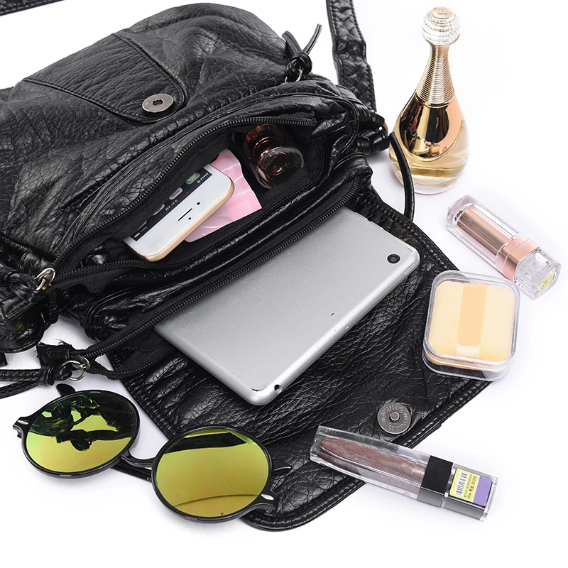 Черная красная серая хаки Маленькая женская сумка-мессенджер из мягкой потертой