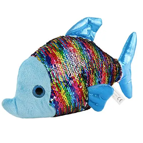 

Athoinsu Flippable Sequin Fish Stuffed Animal Sparkle Plush Toys with Reversible Two-Side Glitter Sequins Nice Gifts for Kids