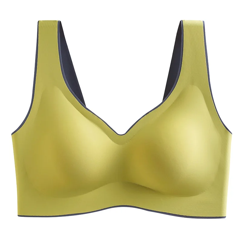 

Girlfriend Latex Underwear Ladies Comfy Traceless Vest Unrimmed Collect Breast Yoga Sports Bra Wipe