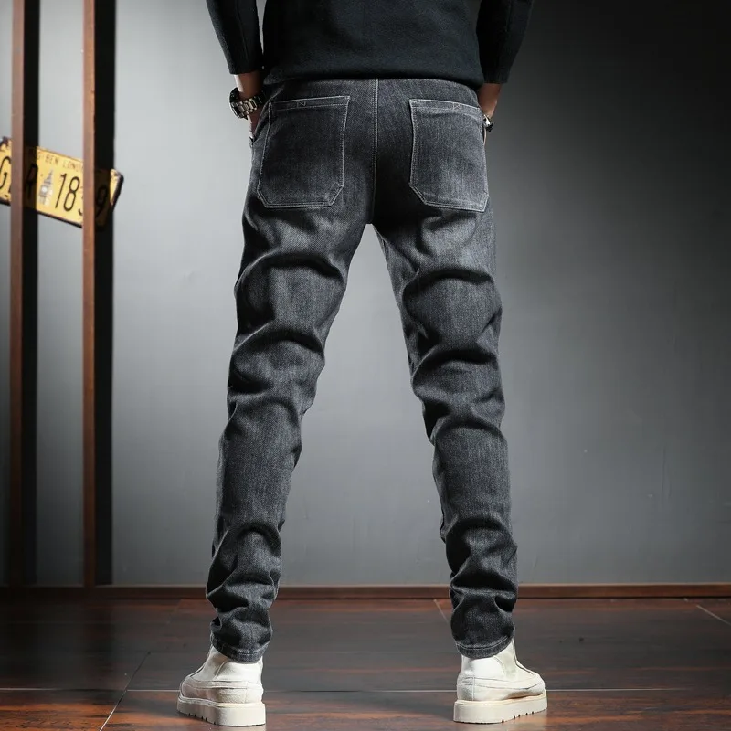 New Black Jeans Men Casual Pencil Pants Streetwear Stretch Jean Korean Style Fashion Slim Fit Denim Trousers