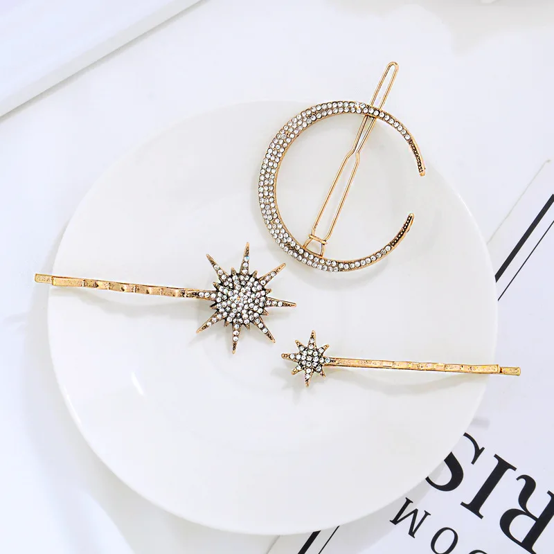 Заколка для волос с кристаллами Женская модная Геометрическая заколка-стразы в