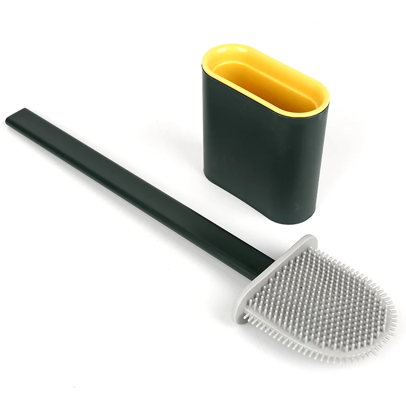 

New Silicone Handle Toilet Cleaning Brush Holder Toilet Brush Scrubber Bathroom Cleaing Tool Kitchen Accessories Cocina
