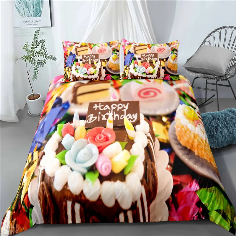 С Днем Рождения тема торт свеча комплект постельного белья Декор для спальни Doona