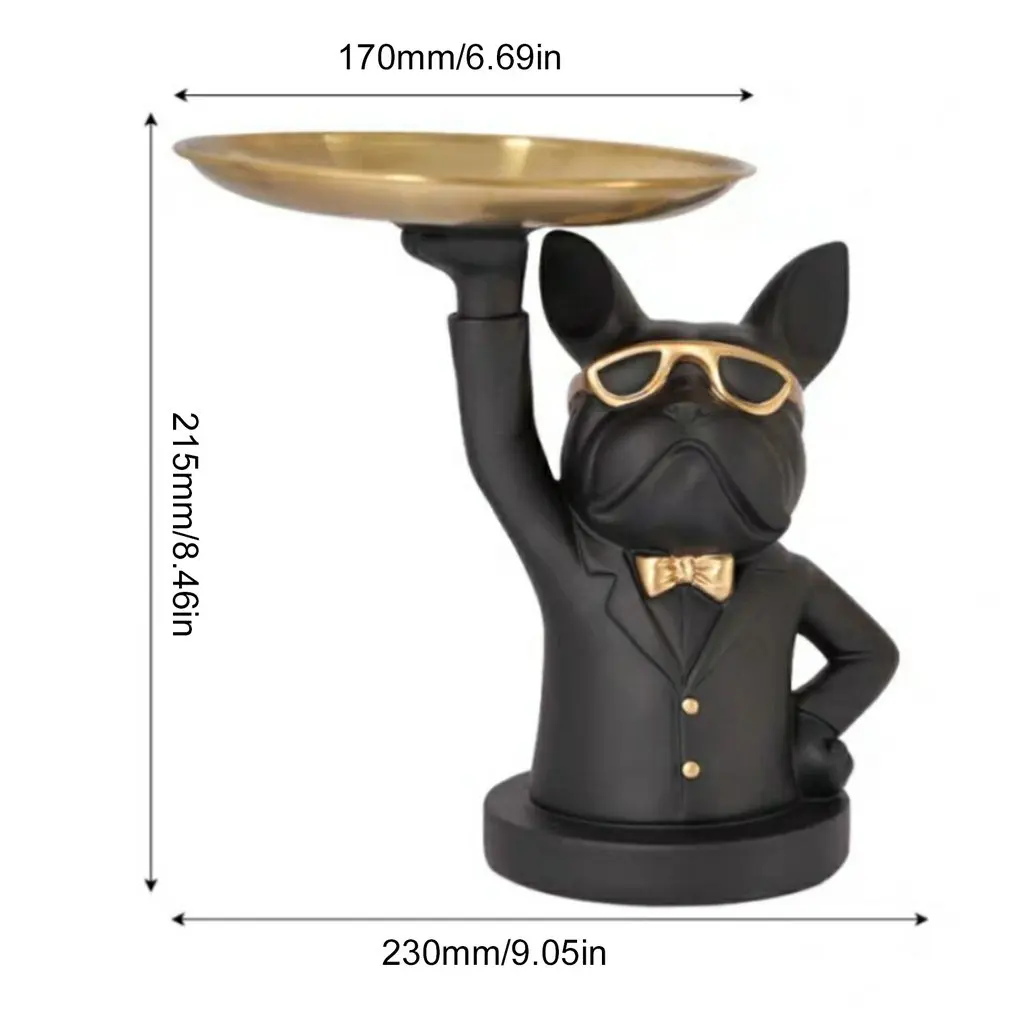 

19 * 20 * 23.5cm Bulldog Dog Storage Ornaments Nordic Style Personalized Home Decoration Durable Natural Resin Ornaments