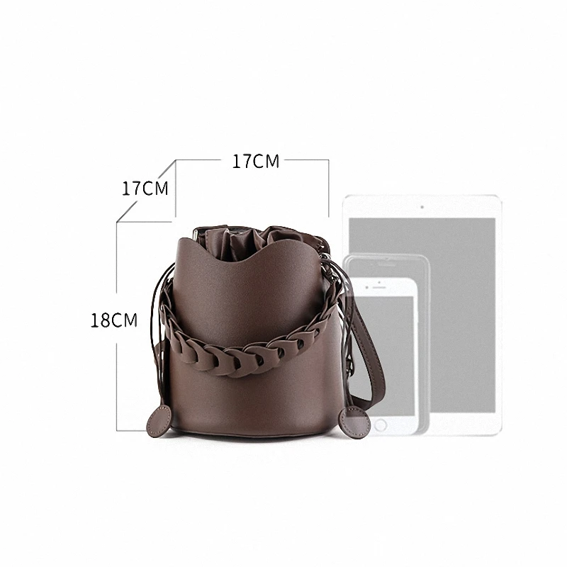 

Jonlily Women Genuine Leather Mini Bucket Bag Female Fashion Shoulder Bag Crossbody Bag Composite Bag Teens Daybag -KG589