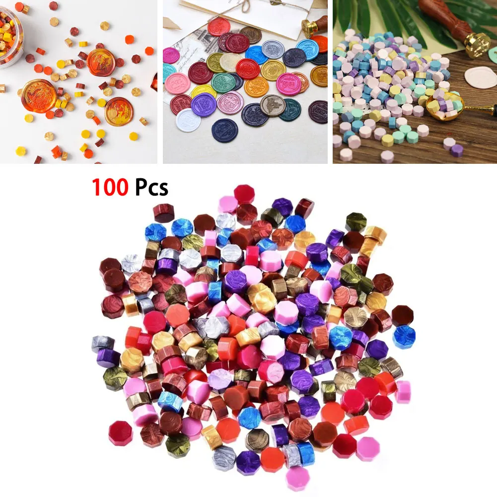 

100pcs Retro Octagon Sealing Wax Beads Wax Seal Stamp Beaded For Wedding Vintage Craft Decor Card Making Tools