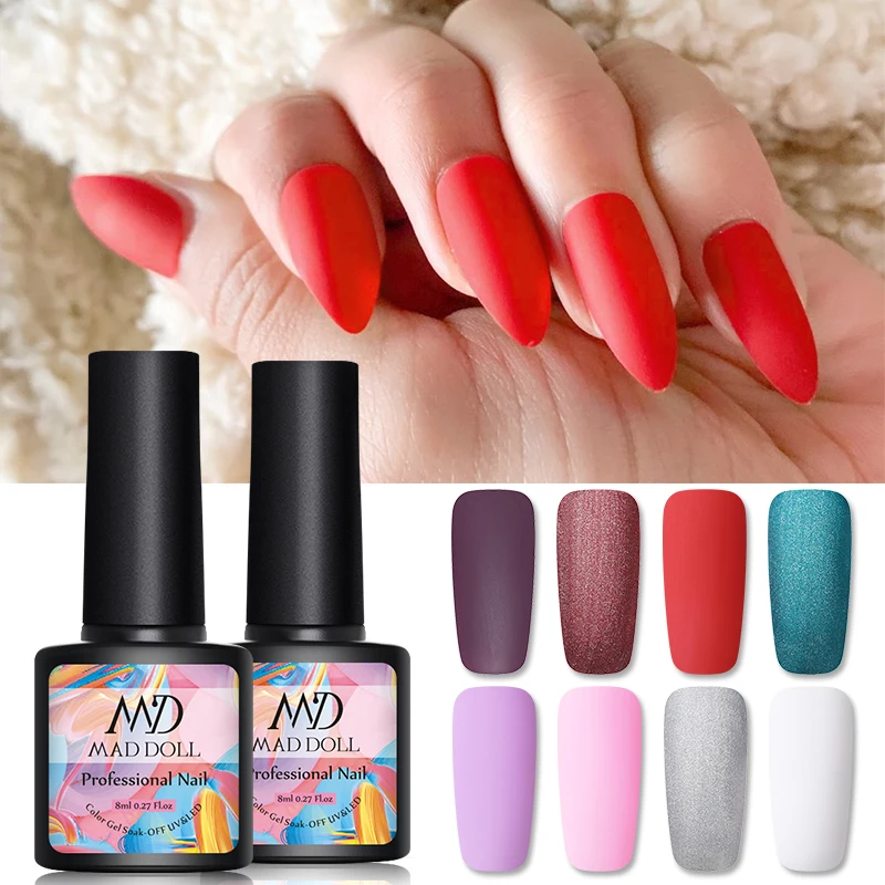 1 флакон MAD DOLL 8 мл цветов Матовый Модный Гель-лак для ногтей с матовой
