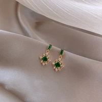 fashion stud earrings with geometric shaped green crystal earrings for women wedding party gifts