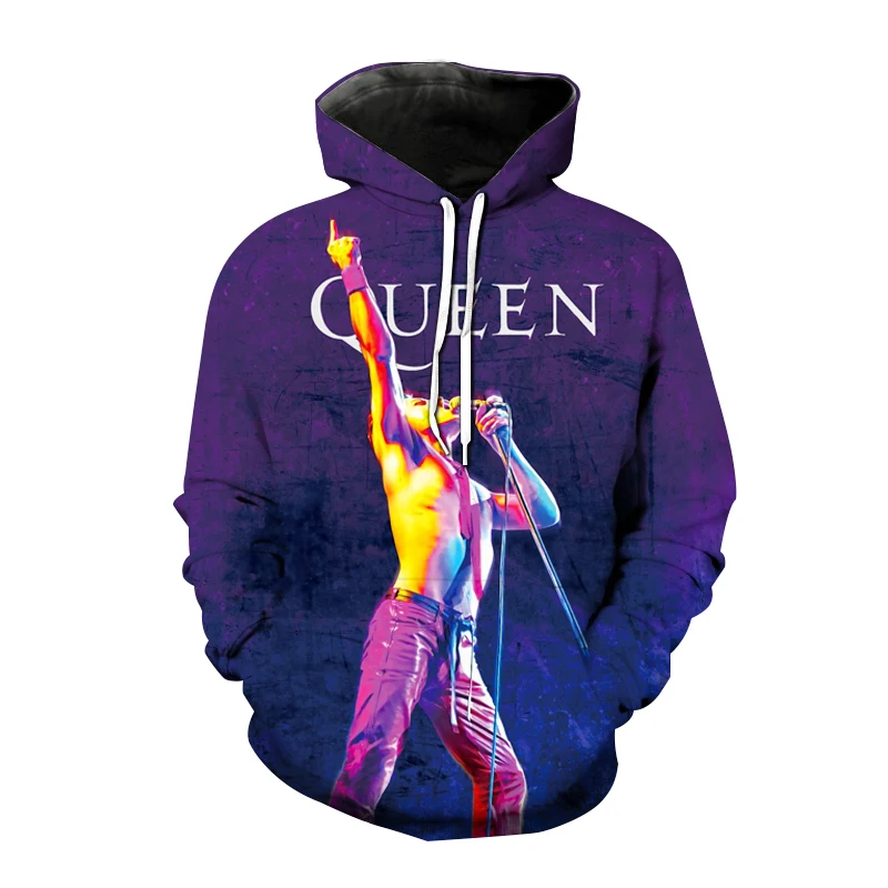 Толстовка Rapper Girl с капюшоном Queen Band Freddie Mercury 3d худи мужской модный спортивный