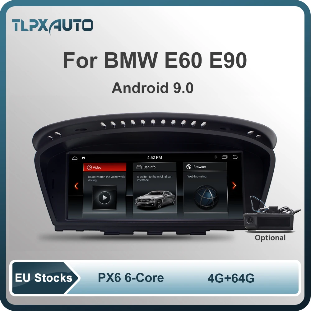 Автомобильный мультимедийный плеер 6 ядер на Android 9 8 дюйма 4 Гб ОЗУ 32 ПЗУ для BMW Series 5