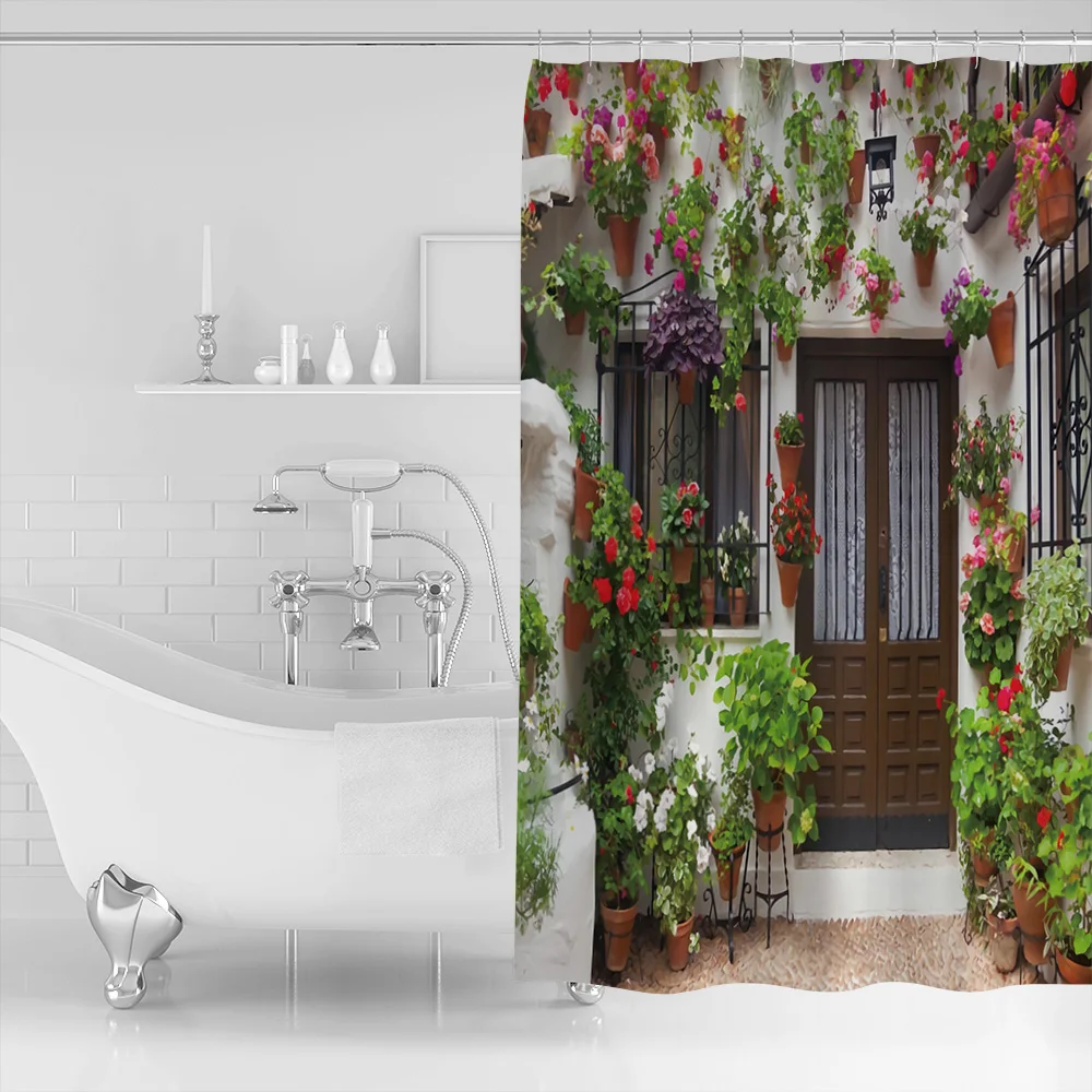 Итальянский Декор занавеска для душа старый двор в Риме Италия кафе стулья