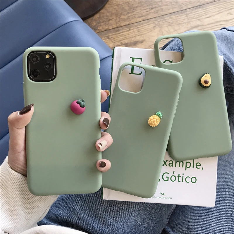 Милый 3D фруктовый простой конфетный мягкий силиконовый чехол для iPhone 11 Pro X XR Xs Max 6