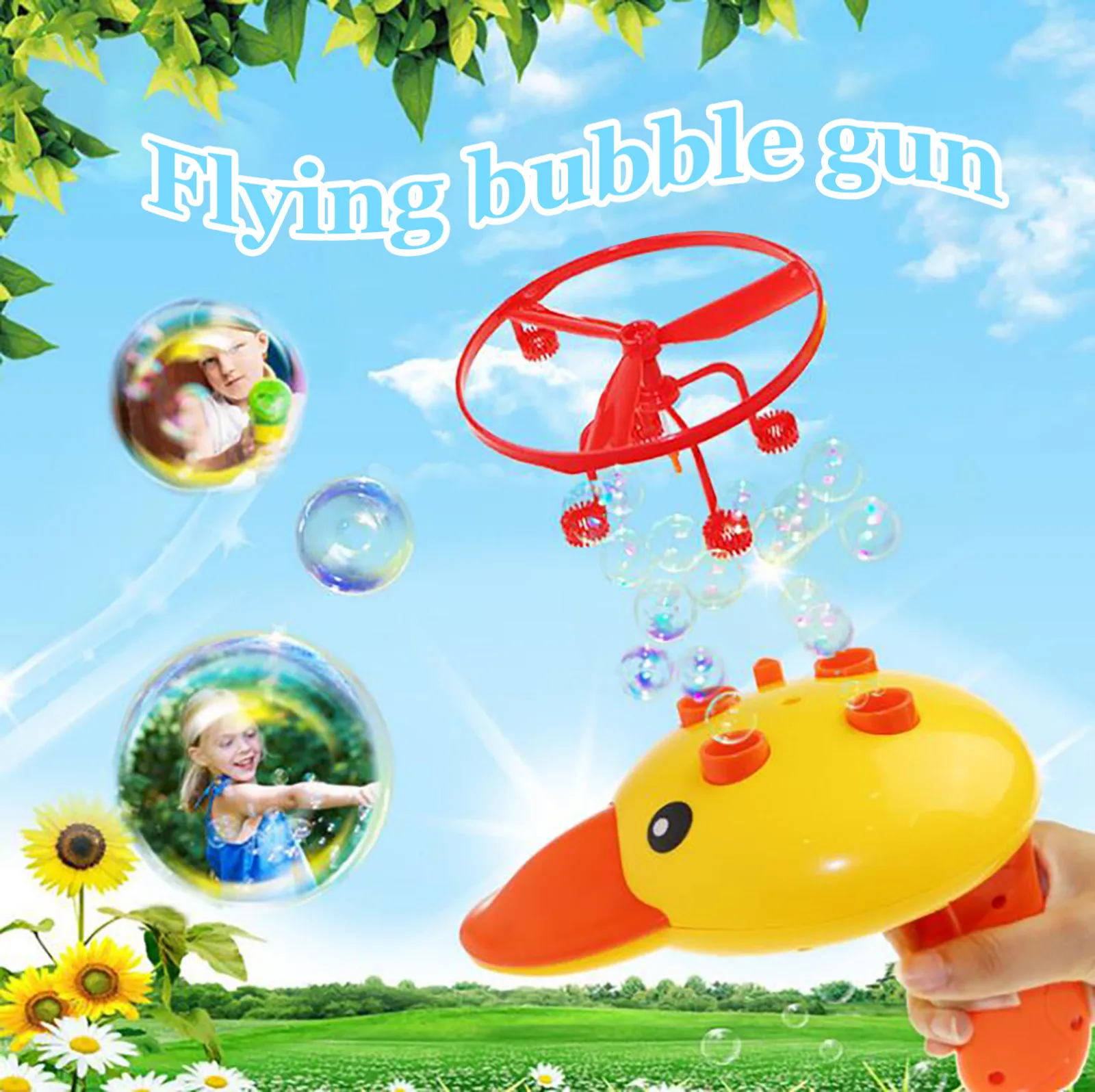 

60 мл Детская электрическая пузырьковая вода летняя уличная мультяшная утенок бамбуковая Стрекоза игра интерактивная игрушка подарок лета...