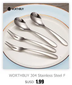 WORTHBUY 2 шт./компл. фрукты набор вилок и ложек 304 Нержавеющая сталь фруктовый салат вилка десертные ложки Bento Еда выбирает Кичен аксессуары