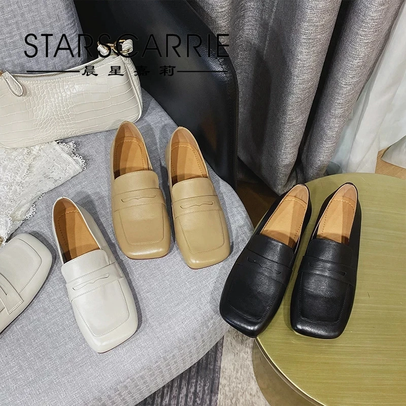 

Туфли Lefu 2021 весенние корейские маленькие кожаные туфли повседневные женские туфли на плоской подошве мягкие туфли на мягкой подошве туфли ...