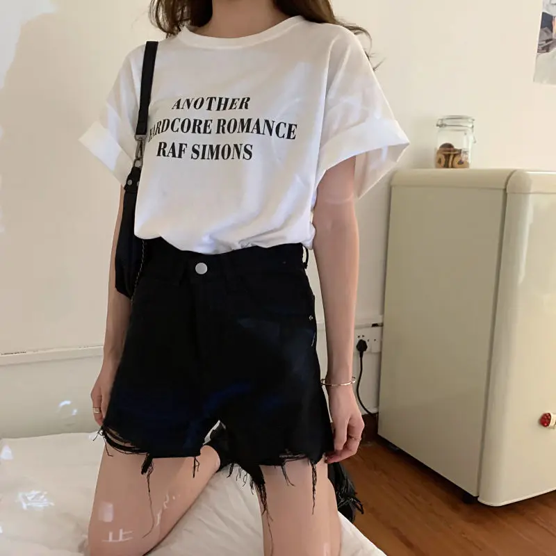 

2021 new net red elegant chic high waist A-line denim shorts for women