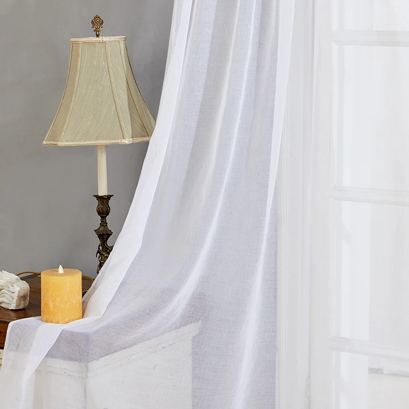 Настраиваемые однотонные серые тюлевые шторы для гостиной корейские прозрачные