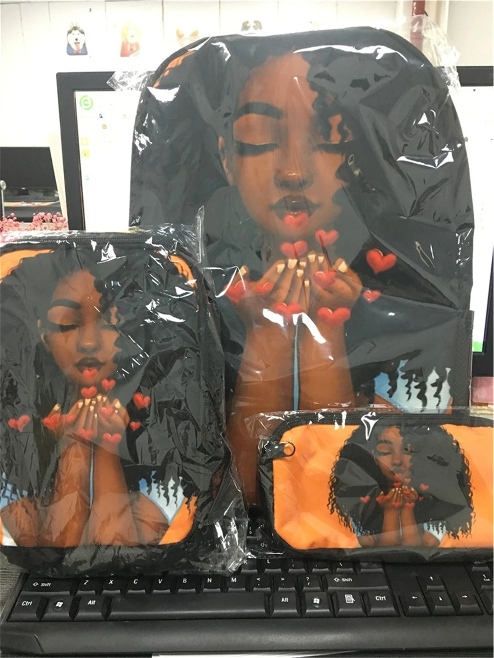 Queen Princess Super Mom&Baby Printing School Bags for Girls 3pcs/set Primary School Bag Children School Backpack