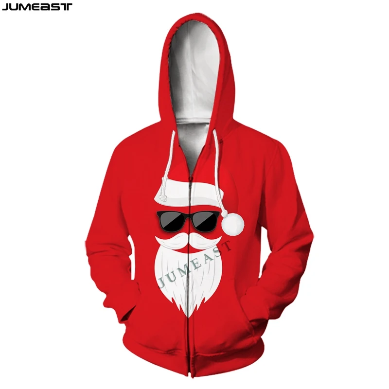 

Jumeast Men Women 3D Sweatshirts Merry Christmas Santa Claus Oversized Coat Casual Jacket Pullover Fashion Spring Zipper Hoodies