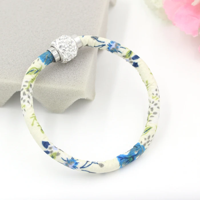 1 шт. Новый магнитный браслет с хрустальными шариками цветочным принтом тканевый