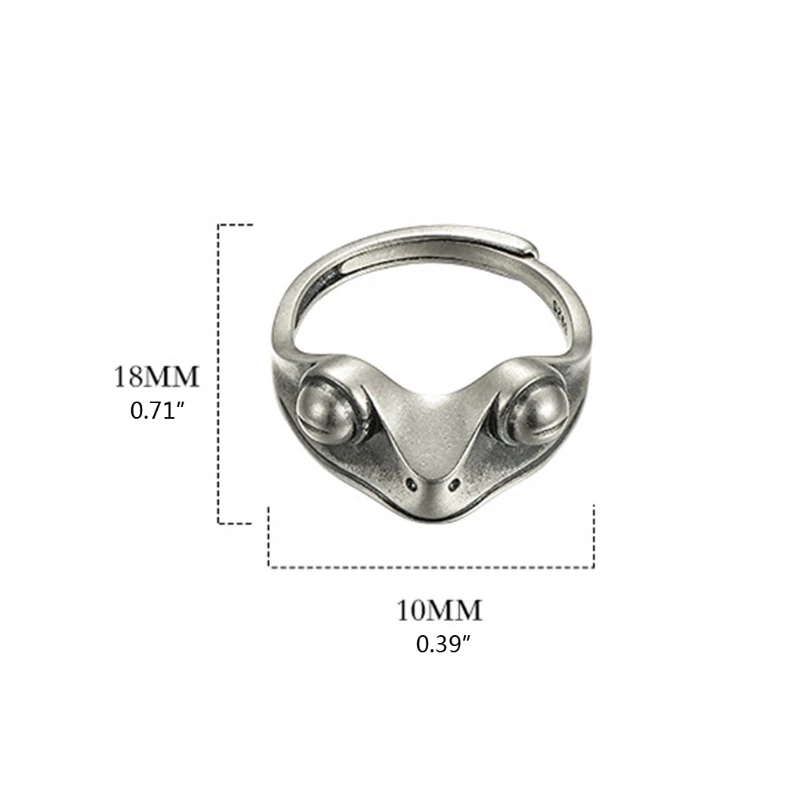 

Sterling Silver Frog Open Rings Women Vintage Cute Animal Frog Finger Ring Band Silver Fashion Jewelry Gifts Adjustable