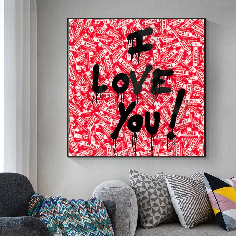 

Постер на холсте с надписью «I LOVE YOU»