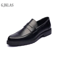 black formal leather shoes mens loafers wedding dress office shoes for men elegant vintage slip on business leather shoes man