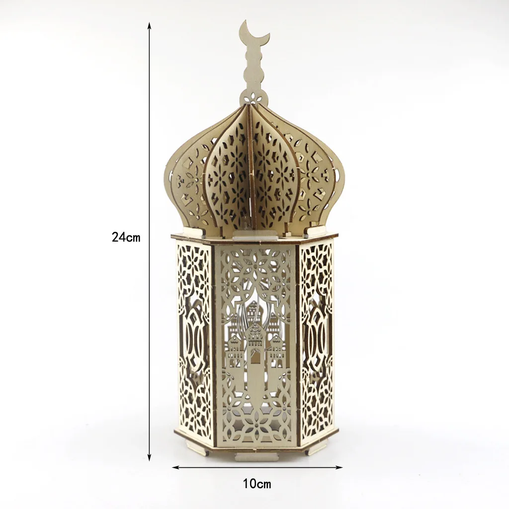 

Ramadan Decoration 2PCS Festival Decoration Wooden Crafts Decoration Creative Muslim Eid Mubarak Wooden Lighthouse Palace