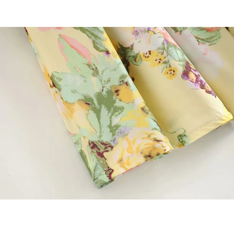 

Elegant Women Floral Loose Dress Vintage Ladies Puff Sleeve Short Summer Dress Female High Waist Party Dress for OL Vestidos