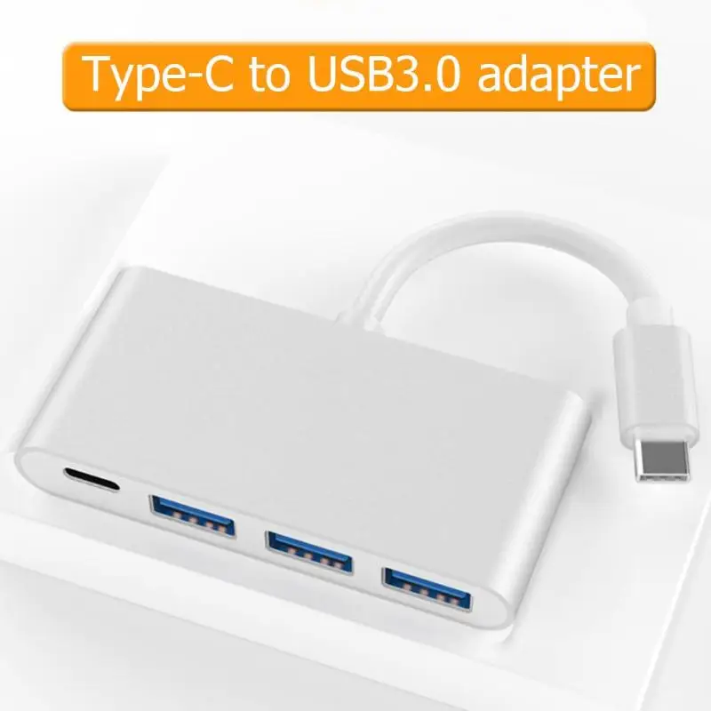 

Type-C Hub Delicate Design Portable Type-C Hub USB-C to 3 USB 3.0+PD Charging Data Splitter Adapter for MateBook