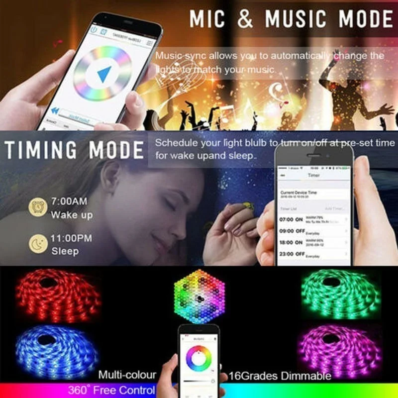 5050 Bluetooth Wi Fi Светодиодная лента 5 м светильник 10/15/20 12 В постоянного тока SMD гибкая
