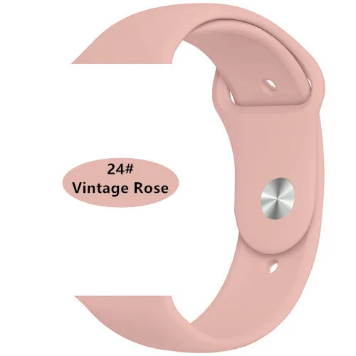 vintage rose 24 Новые спортивные силиконовые часы для apple watch band 4 44 мм 40 мм(iwatch 5) apple watch 3 2 1 42 мм 38 мм аксессуары для наручных браслетов - Цвет ремешка: vintage rose 24