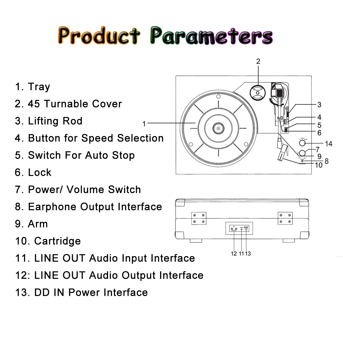 

Retro V1 33/45/78 RPM bluetooth 2.0 Portable Suitcase Record-Player 3-Speed Aux-in MP3 Record-Player With Speaker 2