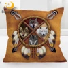 BlessLiving Wolves Dreamcatcher Throw Pillow Covers Wolf Square Decorative Pillow Cases Animal Pillowcase Cushion Cover 1