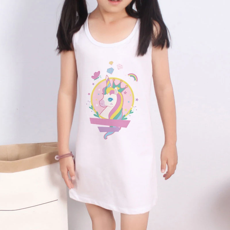 

Unicorn Latest Cute Anime Toddler Vest Skirt Cartoon Anime Print Pattern Girls Clothes Casual Funny Short Sleeve Clothing